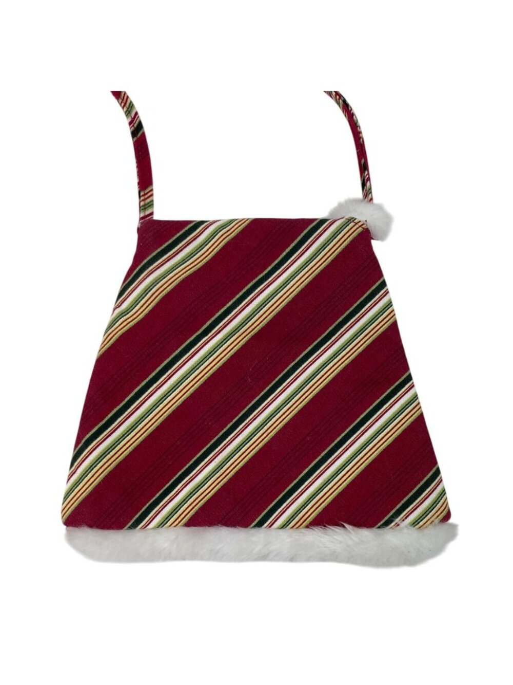 Longaberger Holiday Stripe Homestead Crossbody Purse Faux Fur - Picture 5 of 12